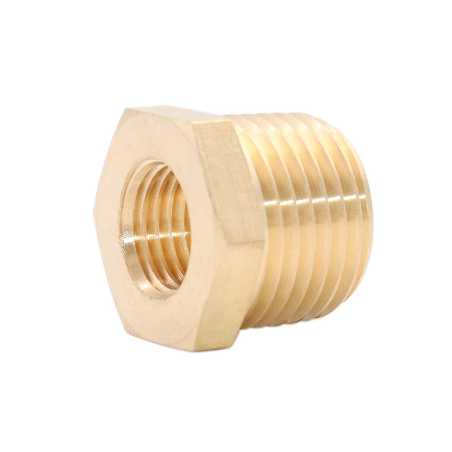 H.ALFITS Brass Hex Bushing Adapter, 1/2" Male x 1/4" Female NPT Threaded Fitting
