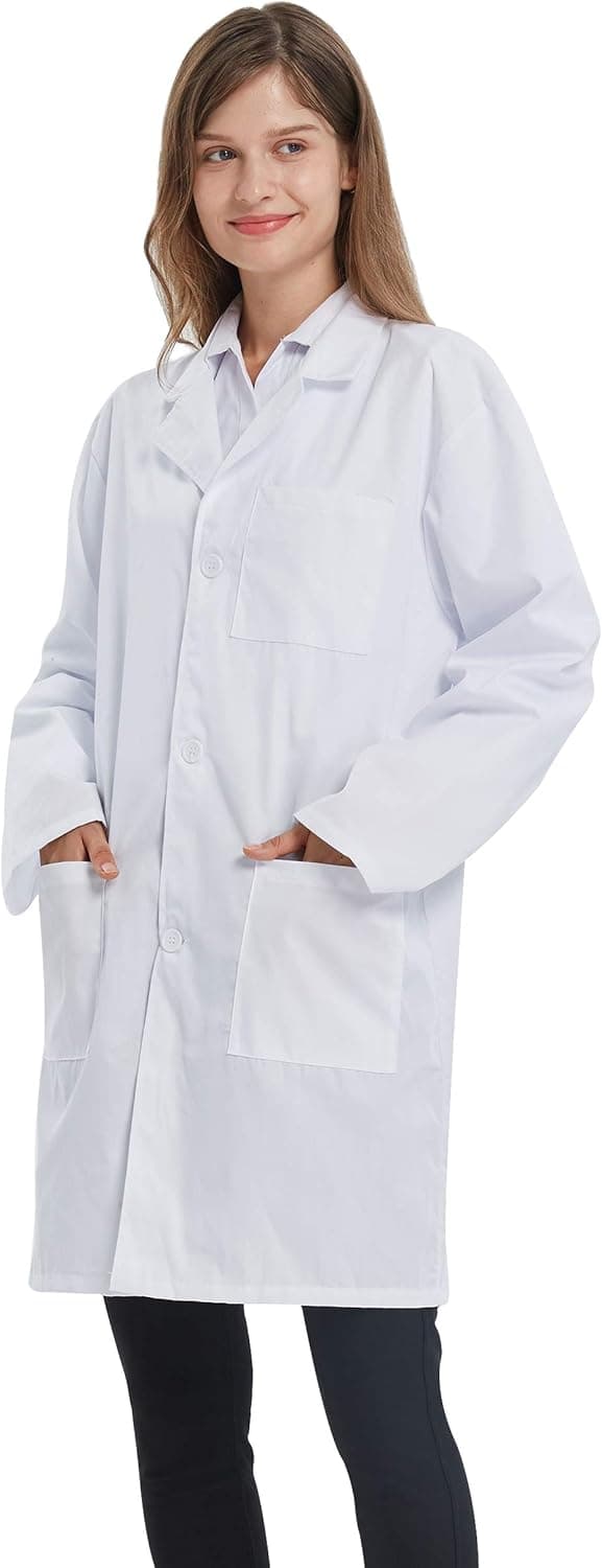 Nipogear Professional Lab Coat for Women - Laboratory Coat 40 Inch Uniforms Unisex White