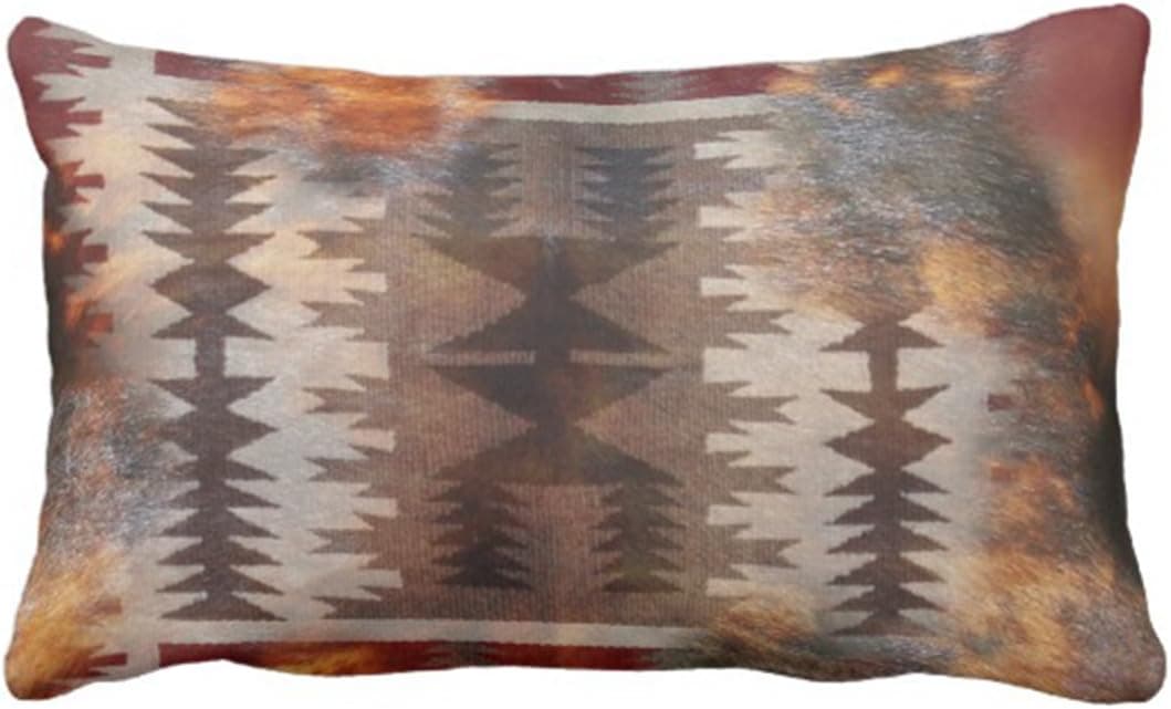Emvency Throw Pillow Cover Native American Indian and Cowhide Print 503 Decorative Pillow Case Tribal Home Decor Rectangle Queen Size 20x30 Inch Cushion Pillowcase