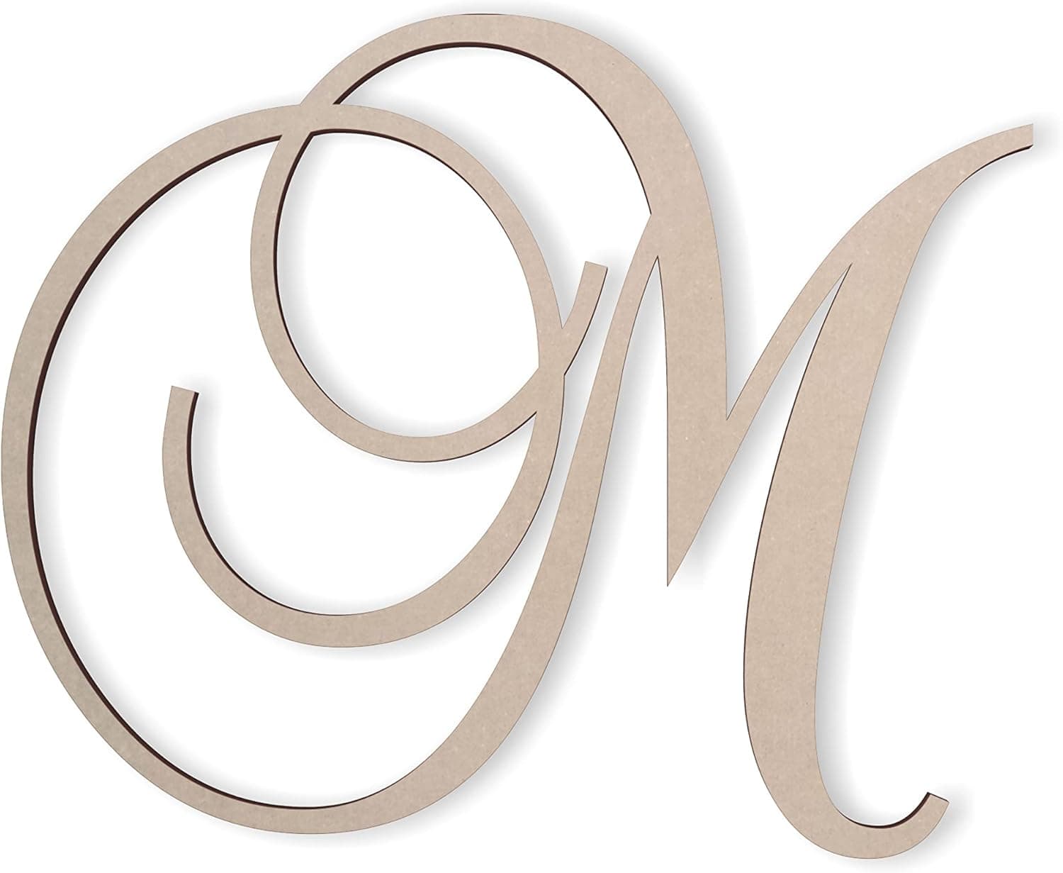 Jess and Jessica Wooden Letter M, Wooden Monogram Wall Hanging, Large Wooden Letters, Cursive Wood Letter