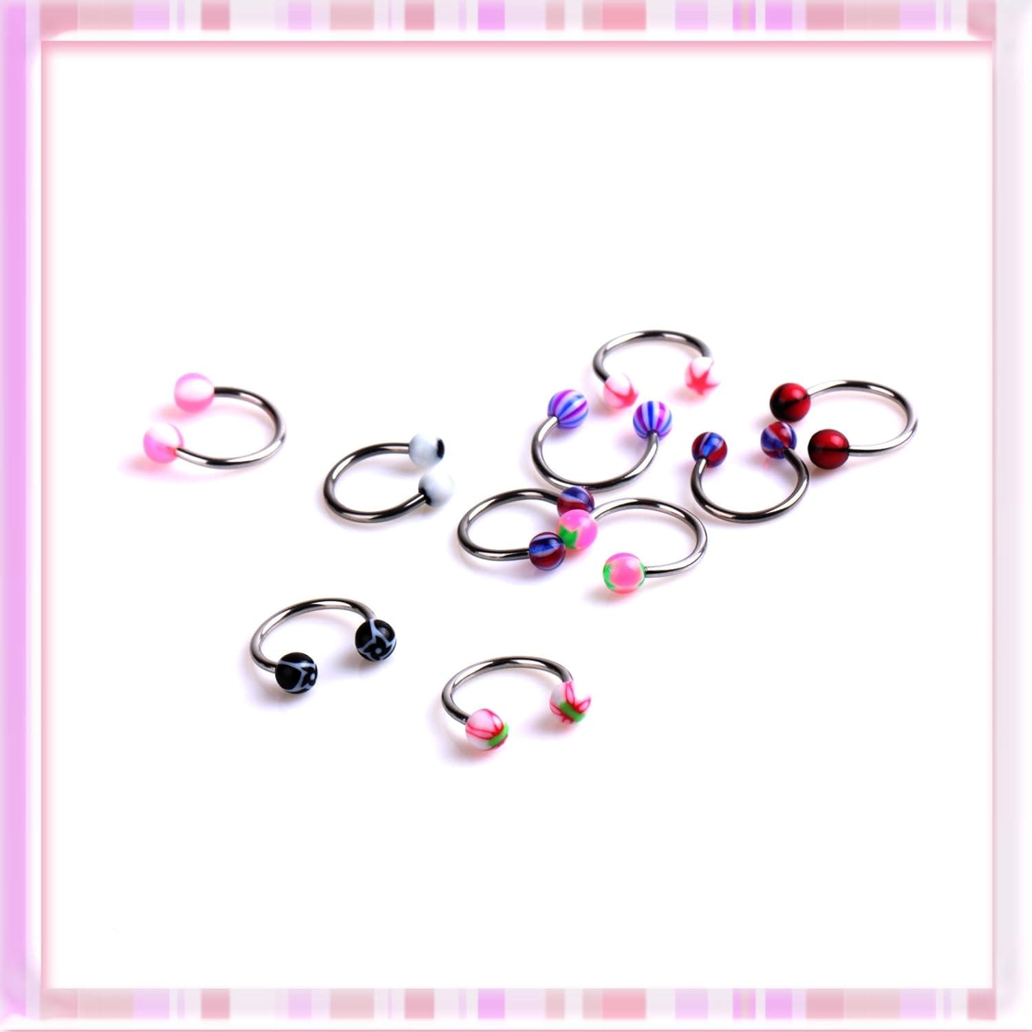 Body Jewellery Piercing Lip Ear Rings Horseshoes Body Piercing Mix Color P1320