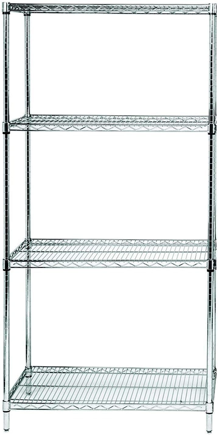 Quantum H/D 63"H 4-Shelf Wire Shelving Kit, 800lb, WR63, NSF, Chrome