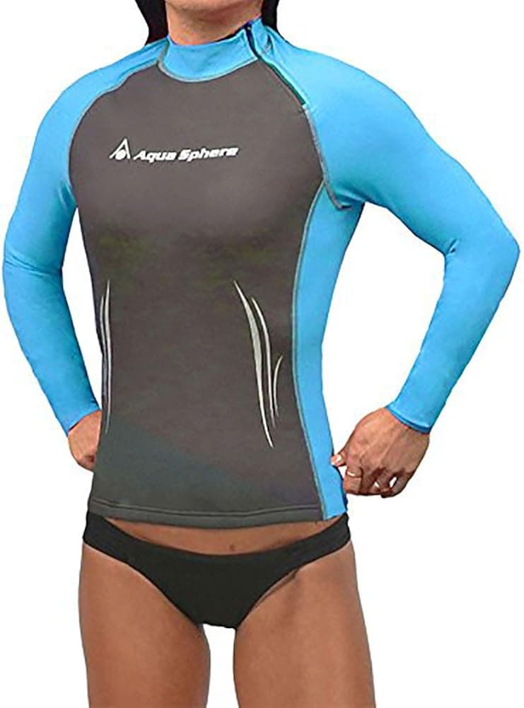 Aqua Sphere Aqua Skins Women's Long Sleeve Swim Skin (Grey/Turquoise, Large)