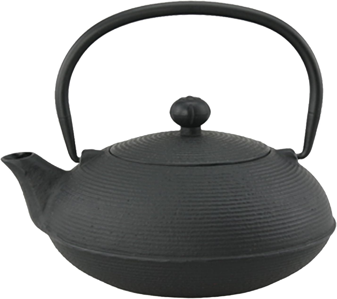 Creative Home 20 oz. Kyusu Cast Iron Pot Japanese Tetsubin Tea Kettle with Stainless Steel Infuser Basket, Black