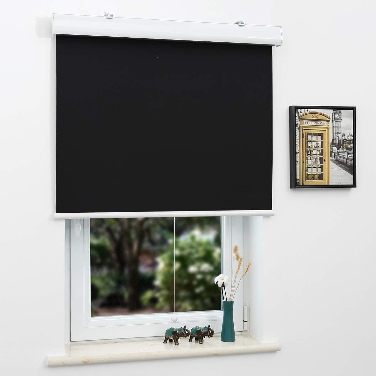 Blackout Window Shades Cordless Roller Shades for Window and Door, Home and Office, Black(Upgrade Version), 28"(W) x 72"(H)