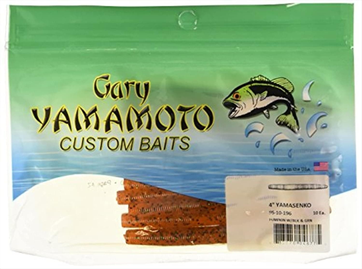 Yamamoto 9B-10-196 Slim Senko Worm 3"", 10pk, Pumpkin (Orange) with, Pumpkin Black Green Flake