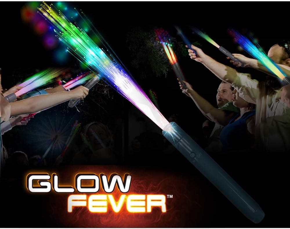 Glow Fever Light Up Fiber Optic Stick Glow Wand LED Magic Wand for Birthday Wedding Bachelorette Bridal Shower Gatsby Glow Party Supplies, 12pcs(Rainbow)