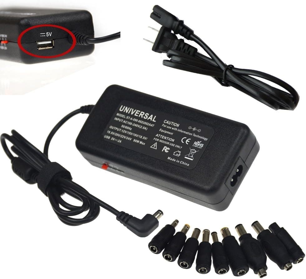 New Universal Charger AC Power Adapter Laptop Notebook USB/10 Tips 12V-24V 90 Watt Max