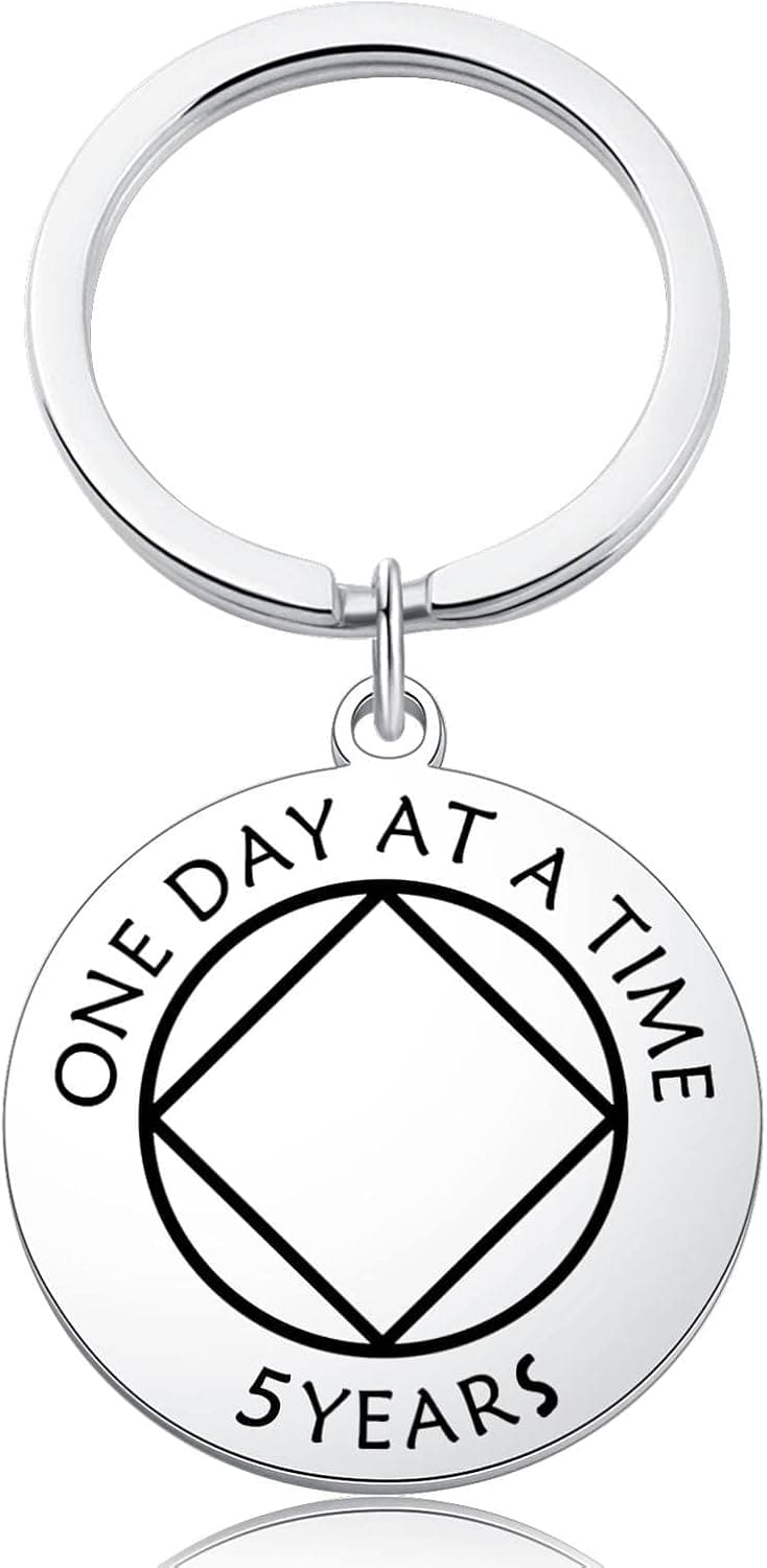 Sobriety Gift Anonymous keychain Recovery Gift NA Jewelry NA One Day At A Time Keychain for Him Her