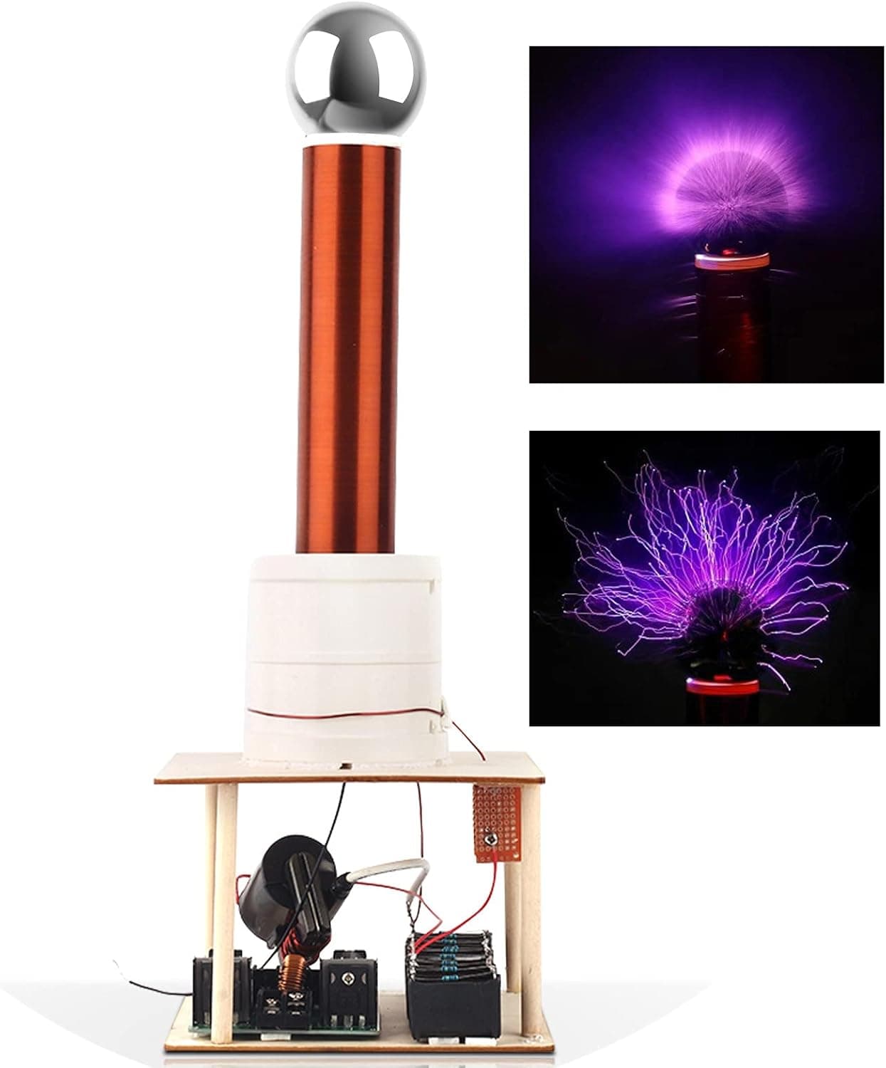 Tesla Coil DIY Kit, PEMENOL Touchable Plasma Ball Spark Gap Arc Generator for Physics Teaching, Arc Plasma Artificial Lighting Science Experiment Model