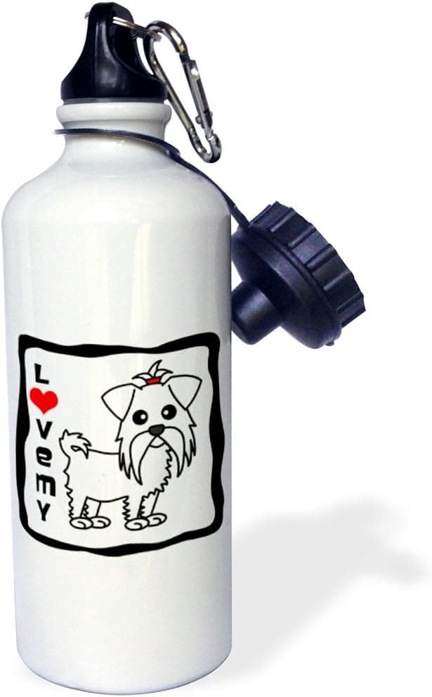 3dRose I Love My Maltese - Sports Water Bottle, 21 oz, White