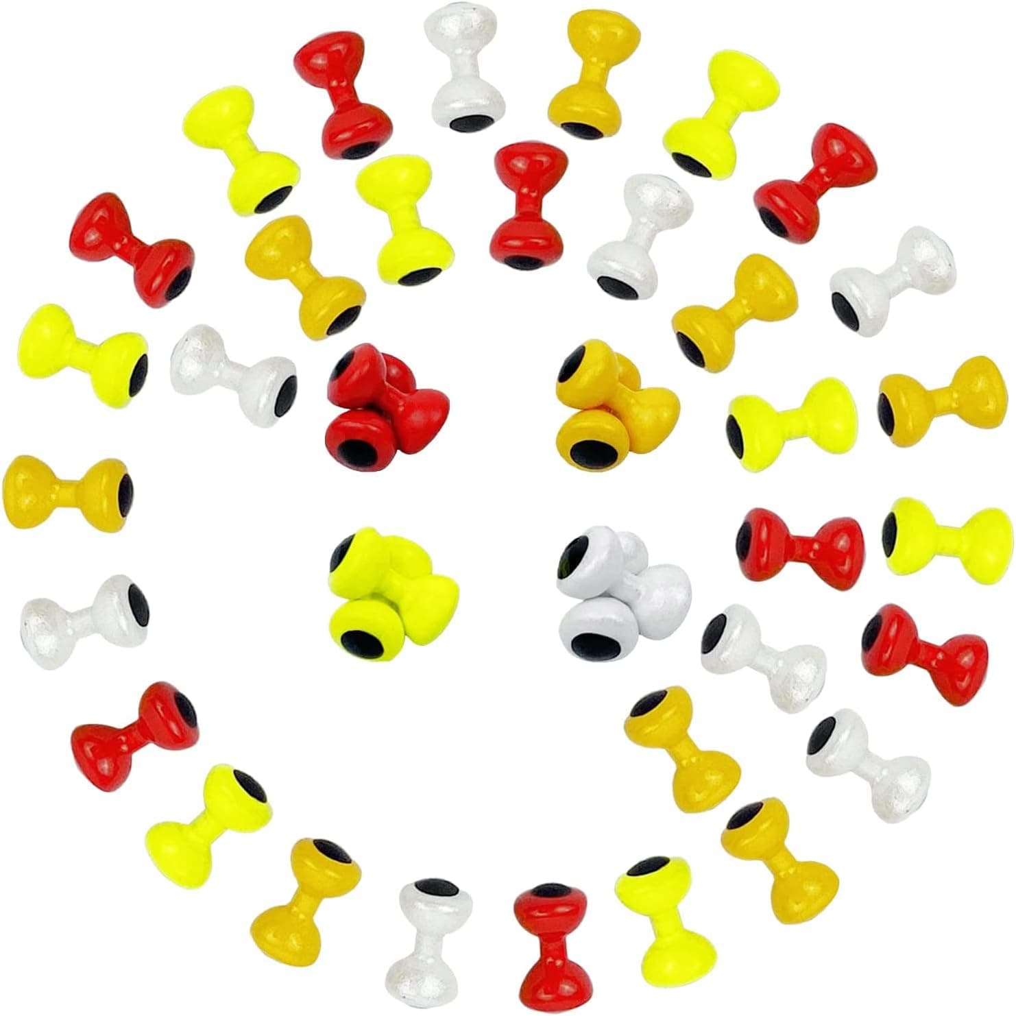 Aventik 40pcs Lead Dumbbell Shaped Fish Eyes Realistic Fly Tying Materials, Four Colors, Easy to Use, Streamers, Crafts, Baitfish, Spinner Flies, Fresh Water