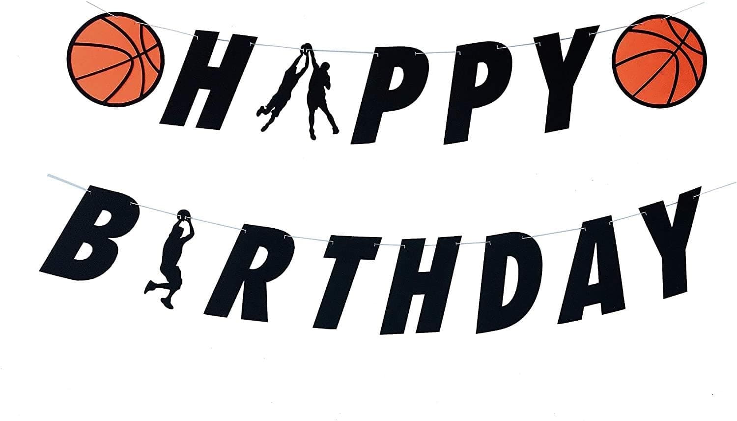 E&L Basketball Theme Happy Birthday Banner, Party Banners, Basketball Themed Birthday Party Decorations, Basketball Birthday Party Supplies, for Birthday Party Decoration, PRE-Strung