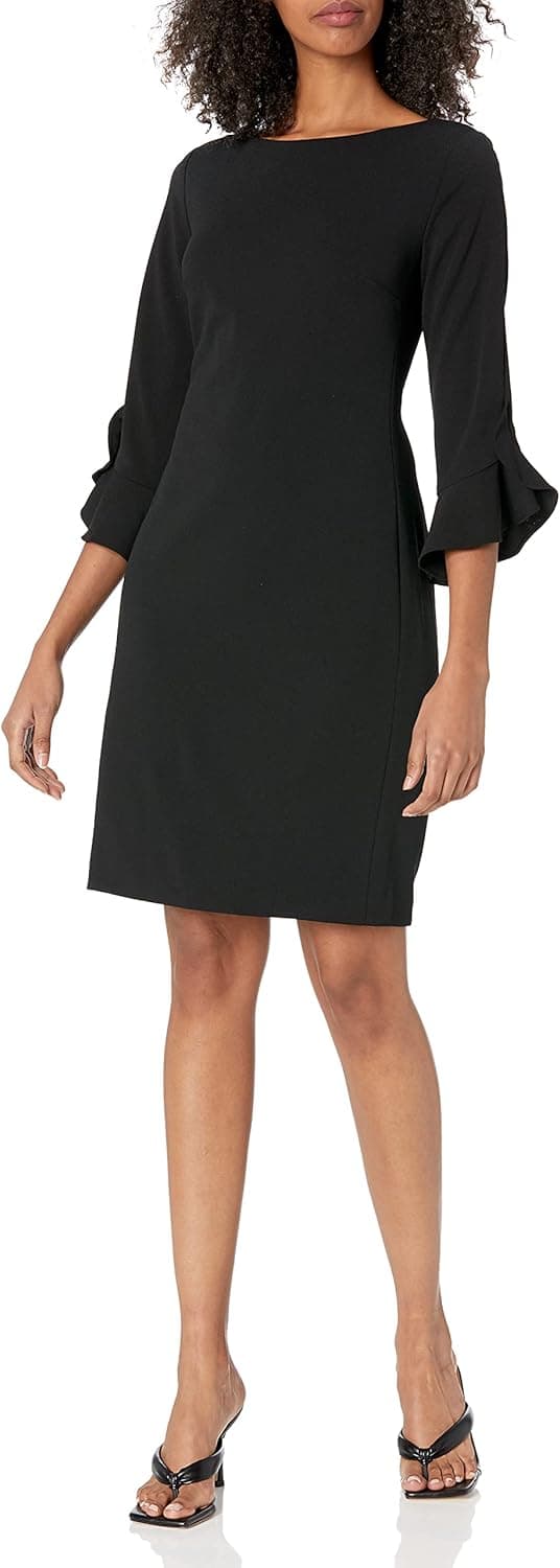Karl Lagerfeld Paris Women's Tulip Sleeve Crepe Dress