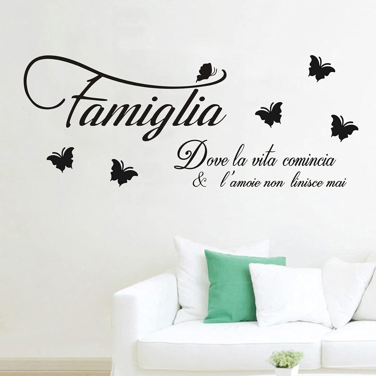 Italian Family Wall Decal Vinyl Wall Stickers Removable Wall Decor Art DIY Italian Language Quotes Sticker Mural for Bedroom Livingroom Window Home Decoration Wallpaper