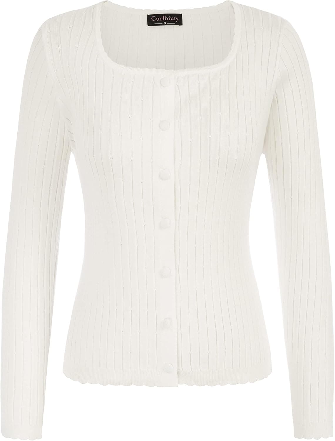 CURLBIUTY Womens Cardigan Sweaters Button Down Long Sleeve Cropped Knit Cardigan Sweater for Dresses