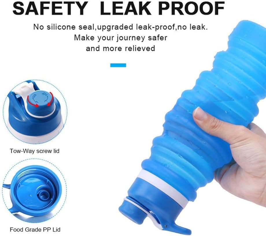 Collapsible Water Bottle, 26oz Portable Silicone Travel Water Bottle, Reuseable Leak Proof Flexible Water Bottles for Outdoor Sports, 750ML (Gray)