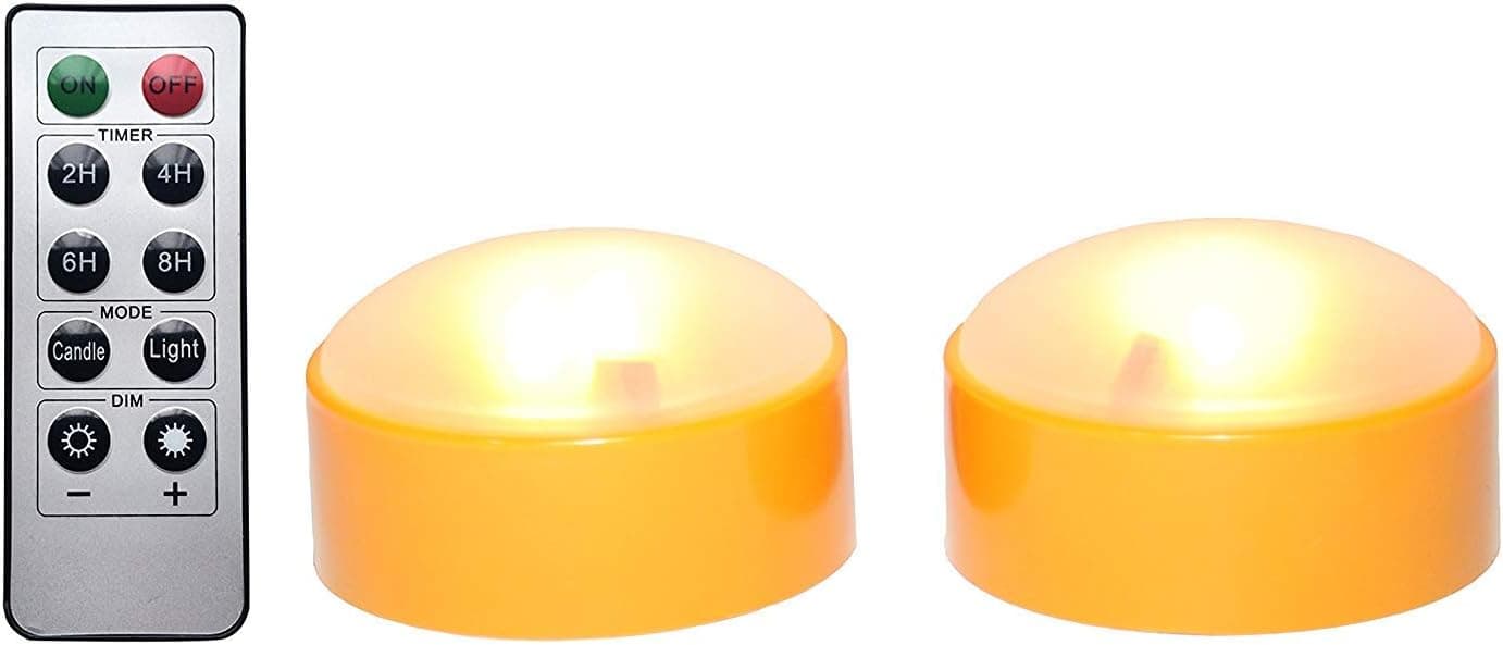 Candle Choice Remote Pumpkin Lights Jack- O'-Lanterns LED Candle Battery Operated Halloween Decor Set of 2, Orange