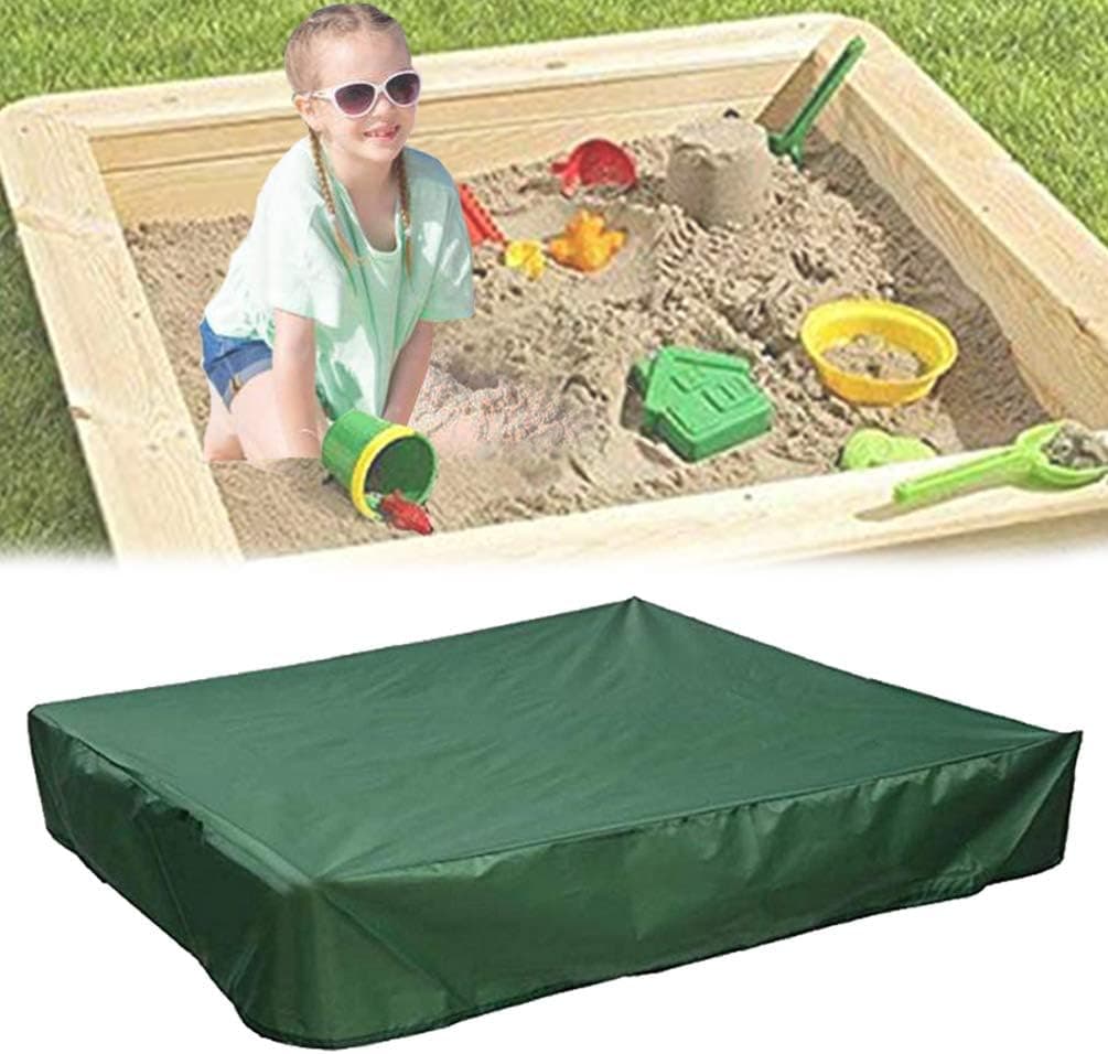 Oslimea Sandbox Cover with Drawstring, 47.24" x 47.24" Square Sandbox Sandpit Cover Dustproof, Green Sandpit Pool Cover Protective Cover for Sandpit Canopy Sand Toys