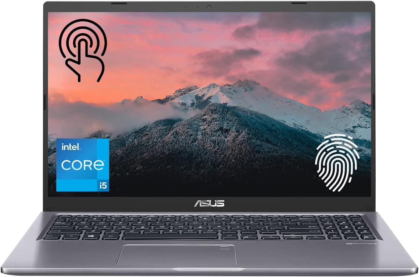 ASUS VivoBook 15 Laptop, 15.6” Full HD Touchscreen, Intel Core i5-1135G7 Processor, 12GB RAM, 512GB SSD, Webcam, Backlit Keyboard, Fingerprint Reader, HDMI, Wi-Fi, Windows 11 Home, Slate Gray