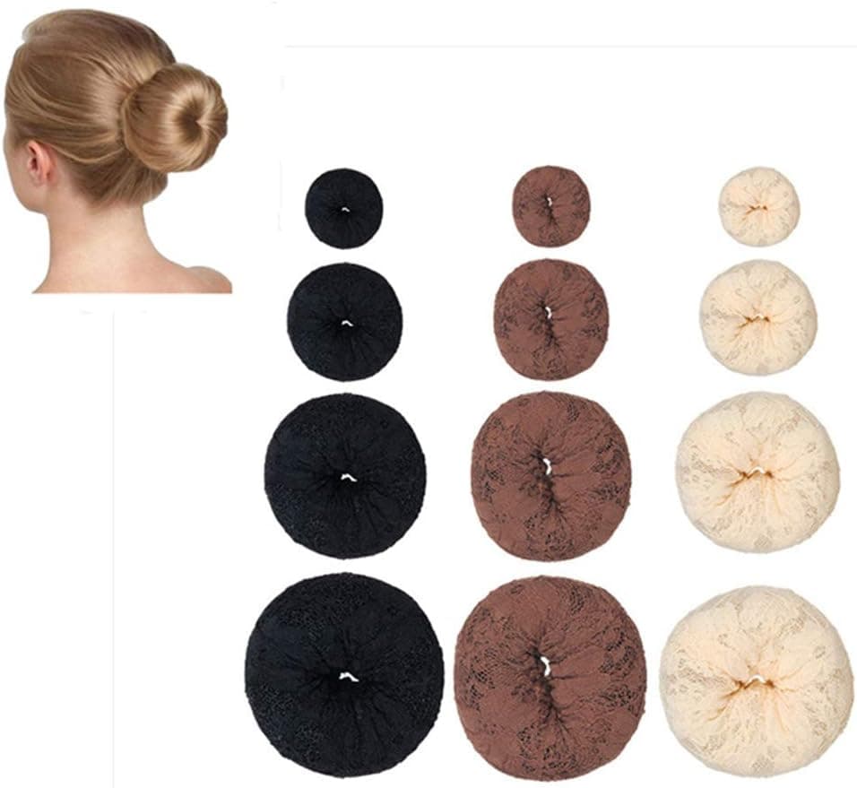 CHXIHome DIY Bun Donuts, Magic Foam Sponge Easy Big Ring Lady Hair Donut Braider Lace Hair Bun Maker, Hair Styling Tools(10CM,Black)
