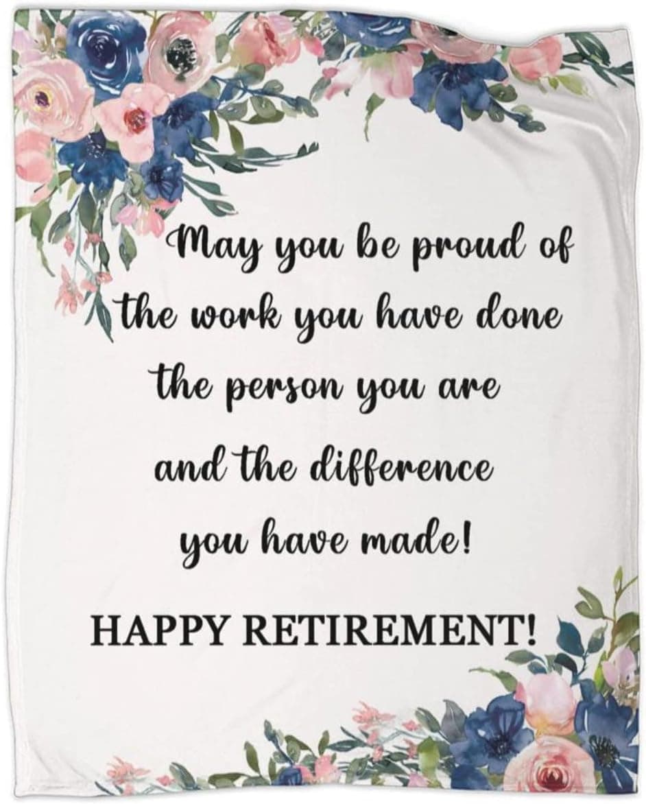 AJIIUSV Retirement Gifts Throw Blanket Happy Retirement Flannel Blankets for Retired Women Teacher Boss Farewell Present 50"x60"