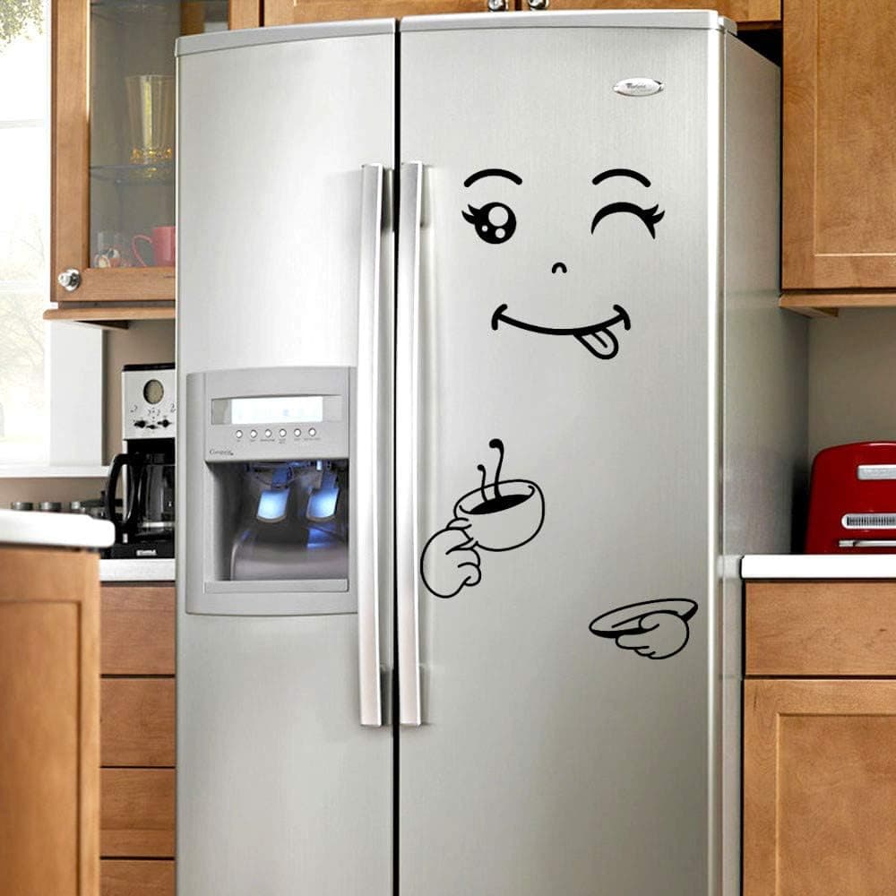 CocoMarket Home-Cute Sticker Fridge Happy Delicious Face Kitchen Fridge Wall Refrigerator Vinyl Stickers Art Wall3