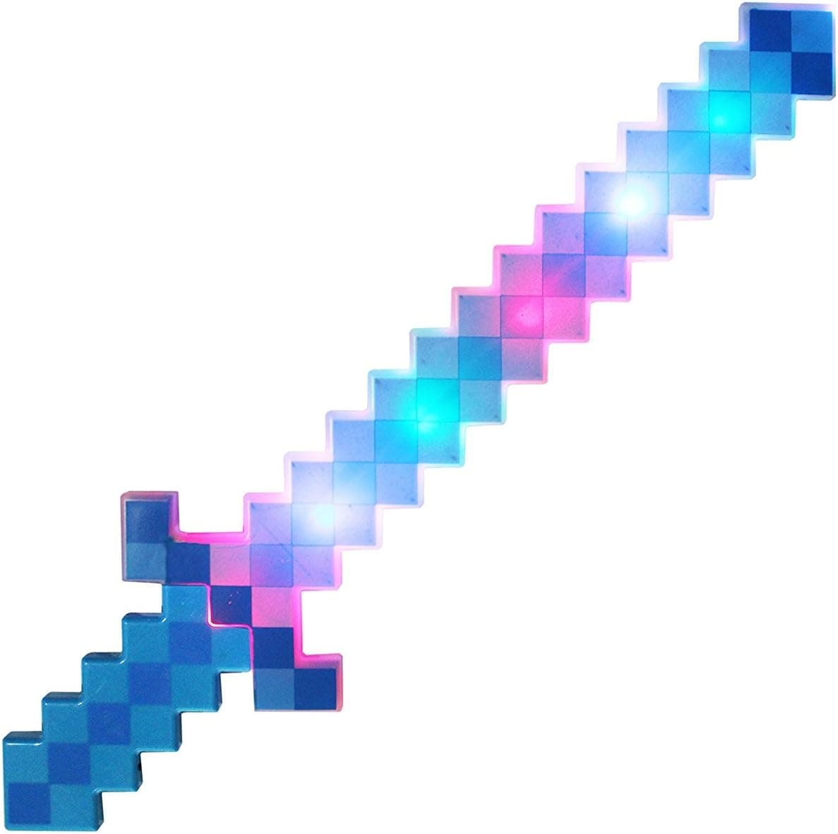 Gloworks Light-Up Diamond Pixel Sword LED Sound & Flashing Lights – Blue