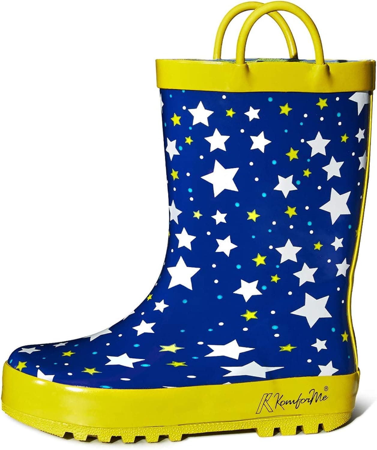 KomForme Kids Girl Boy Rain Boots, Waterproof Rubber Printed with Handles