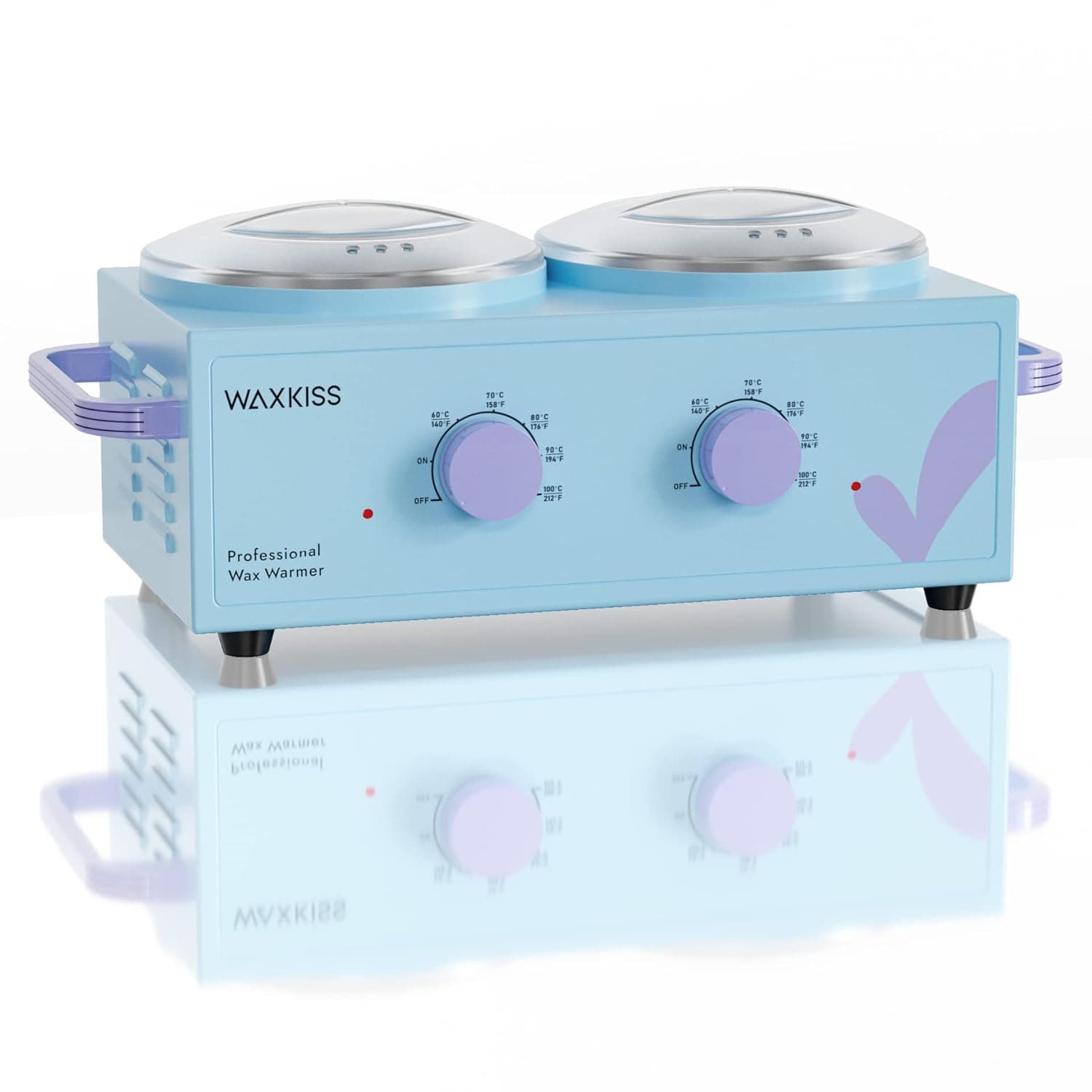 Double Wax Warmer for Hair Removal 14oz Wax Pot Warmer Professional Waxing Machine with Double Waxing Pots faster Wax melting for Large Area Body Waxing Home/Salon/SPA Blue