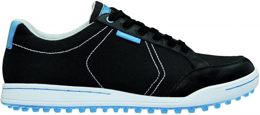 Ashworth New Mens Cardiff Mesh Golf Shoes Black/Columbia Blue Size 10 M