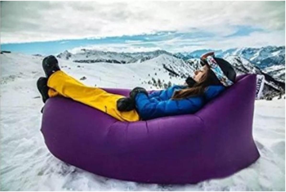 DAN Fast Inflatable Air Bag Sofa Outdoor Beach Camping Picnic Sleeping Bed (Purple)