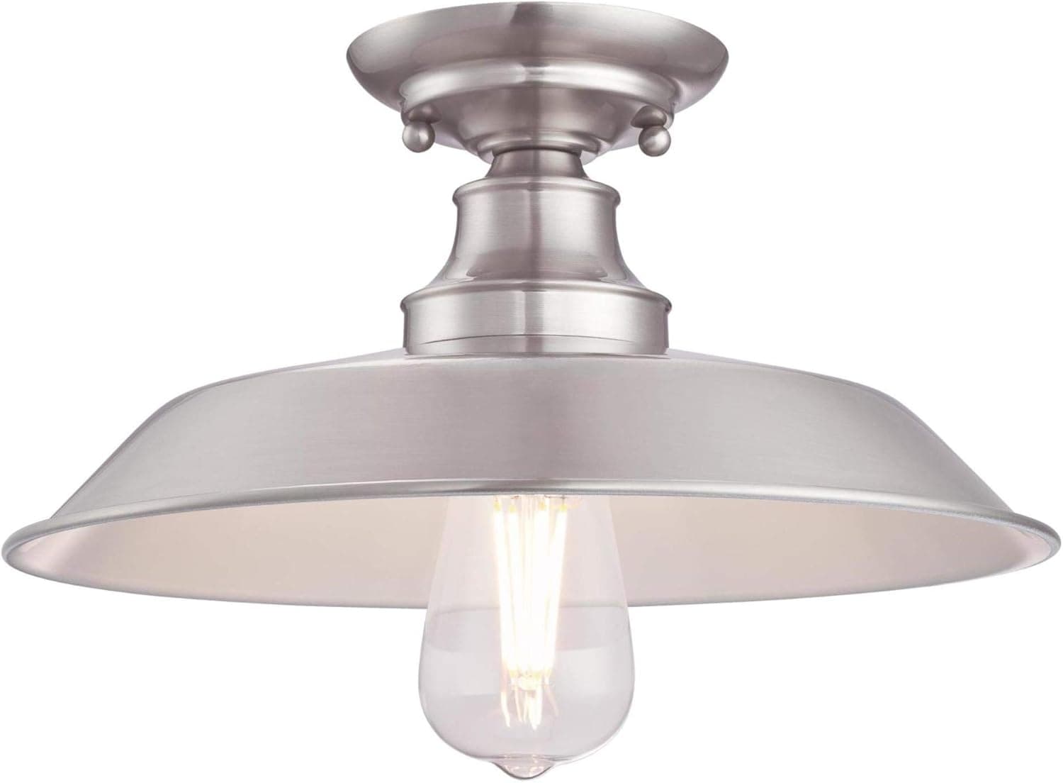 Westinghouse Lighting 6370200 Iron Hill 12-Inch, One-Light Indoor Semi Flush Mount Ceiling Light, Brushed Nickel Finish
