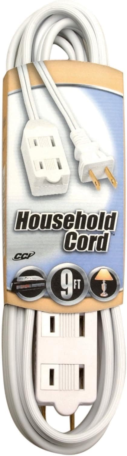 Coleman Cable 9412 0 Extension Cord with Cube Tap, 9', White