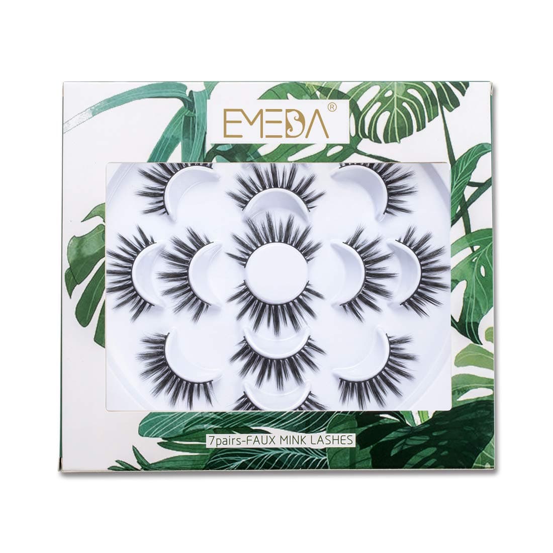 Faux Mink Eyelashes 7 Pairs Handmade Long Dramatic 5D False Eyelashes Fluffy Thick Fake Lashes Reusable Soft Full Eye Lash 1 Pack by EMEDA