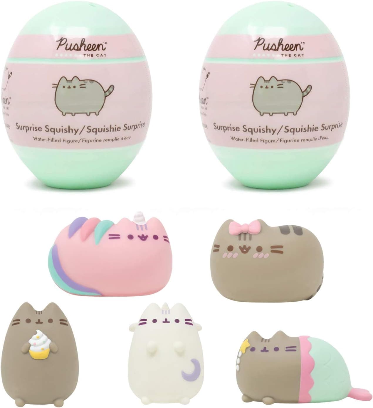 Hamee Pusheen [Surprise Capsule Series] Cute Water Filled Squishy Toy [Birthday Gift Bags, Party Favors, Gift Basket Filler, Stress Relief Toys] - Set of 2 (Mystery - Blind Capsule)