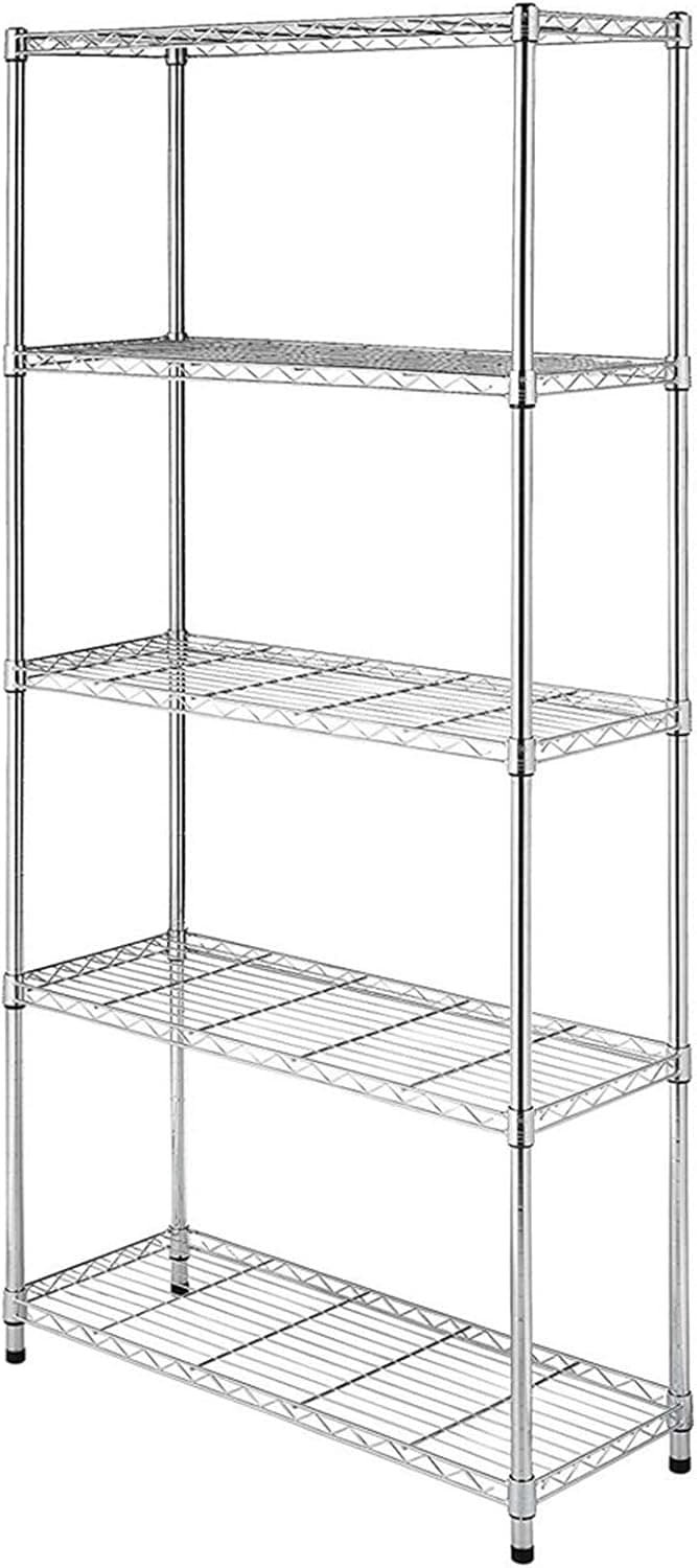 lapday 5-Shelf Adjustable Heavy Duty Storage Shelving Unit, Steel Organizer Wire Rack, Stable and Durable, 36" L x 14" W x 72" H (Chrome)