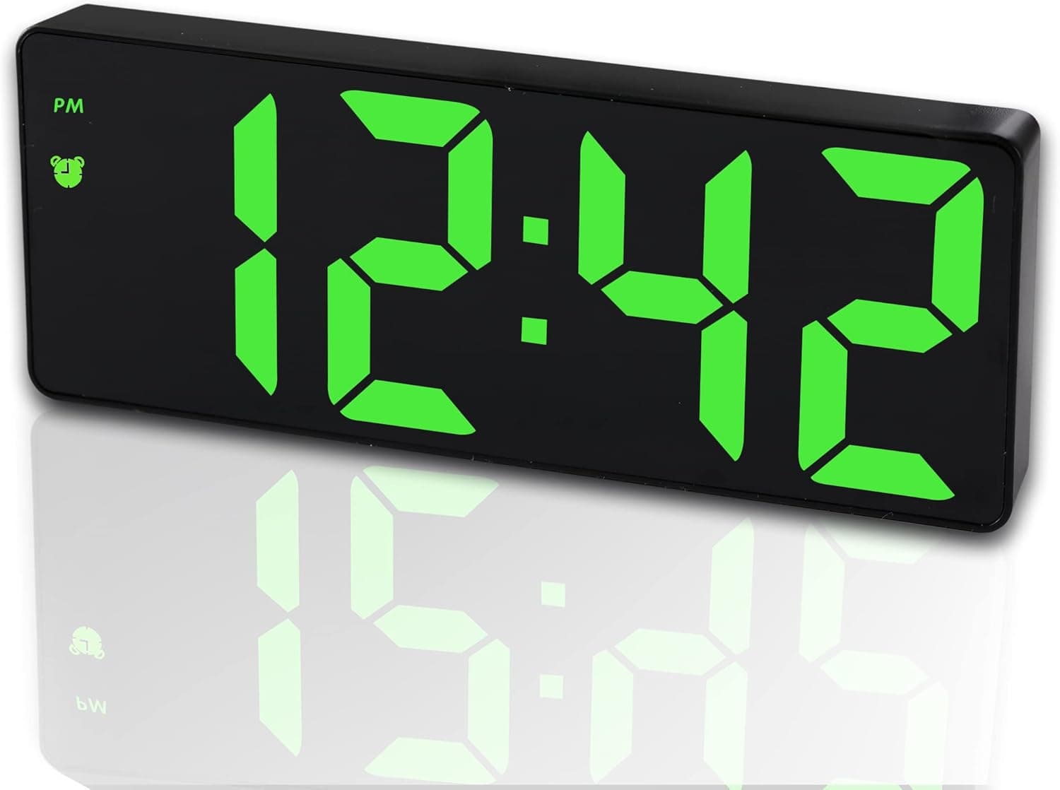 IOJBKI Digital Alarm Clock for Bedroom,Mirror Surface LED Electronic Clocks,Adjustable Brightness, Snooze Model,Voice Control,12/24H Display,Alarm Clock for Kids,Office,Table,Nightstand