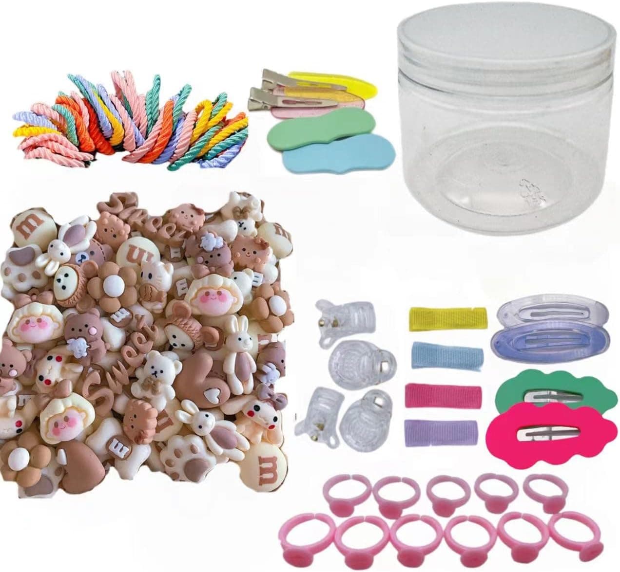 xinjue Mixed diy resin accessories Handmade DIY jewelry materials Children's hair accessories Mobile phone shell patch (Random 50 PCS Coffee milk color)