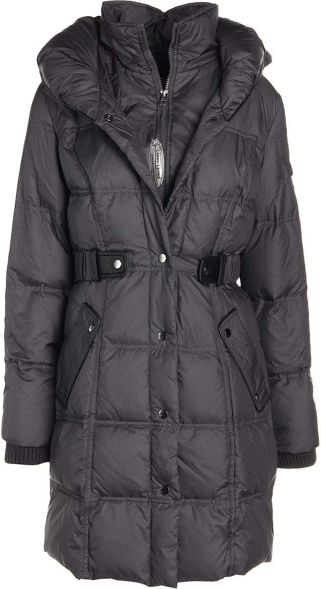 LARRY LEVINE Women's 3/4 Pillow Collar Puffer with Faux Leather Side Tabs