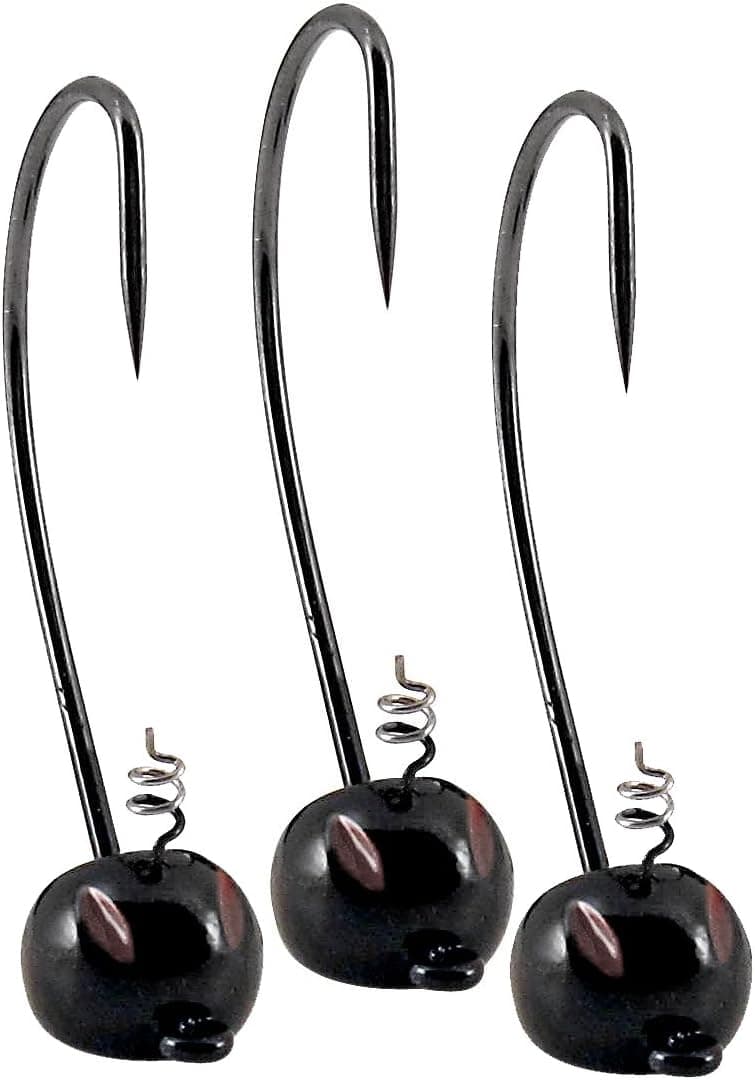 Yum Baits 3/16 oz Black Pumpkin Head Fishing Jigs - 3/0 Hooks