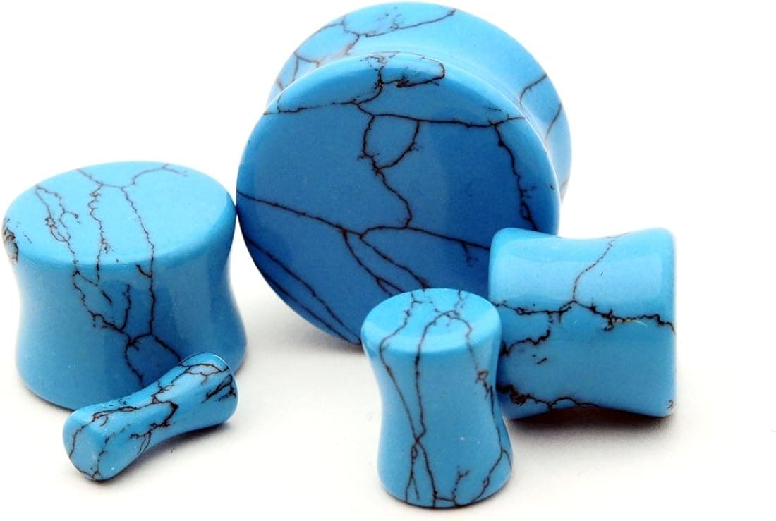 Mystic Metals Body Jewelry Turquoise Stone Plugs - 7/16" - 11mm - Sold As a Pair