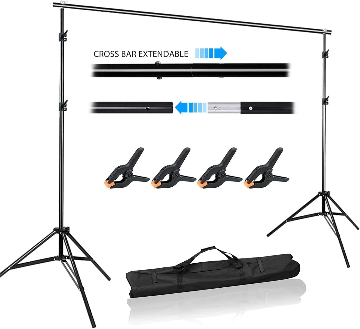 Volkwell Photo Backdrop Support Stand 10x 6.5ft, Adjustable Portable Background Stand with Carry Bag for Photography Video Studio Shooting.