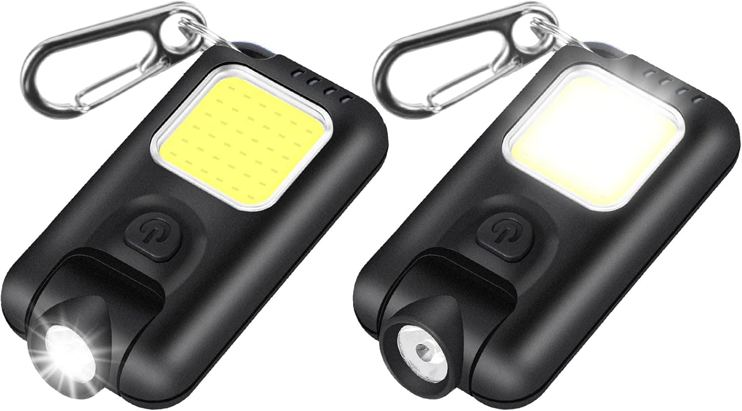 2 Pcs LED COB Small Flashlights 800 Lumens 180 Degree Rotatable USB Rechargeable Keychain Flashlights 5 Modes Bright Clip on Hat Light Mini Portable Pocket Light Keychain for Camping Hiking Running