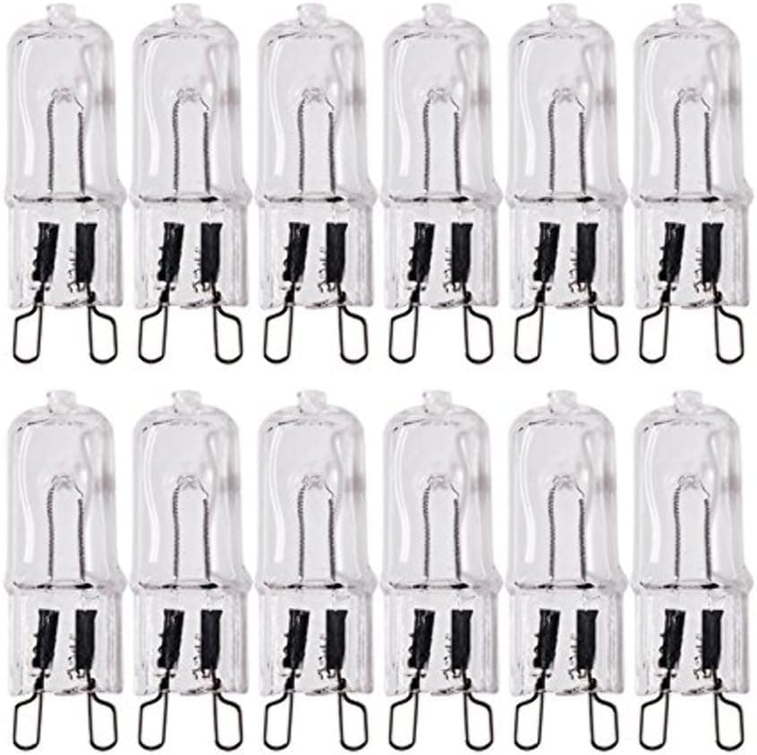 ETOPLIGHTING G9-120V-60W-12P 60W 120V T4 JD Type Halogen Clear G9 Bi-Pin Double Loop Base Light Lamp Bulbs (Pack of 12)