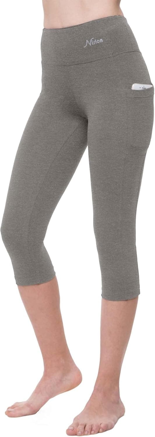 Nirlon Capri Leggings with Pockets - Capri Leggings with Pockets for Women Breathable High Waisted Capri Leggings for Women