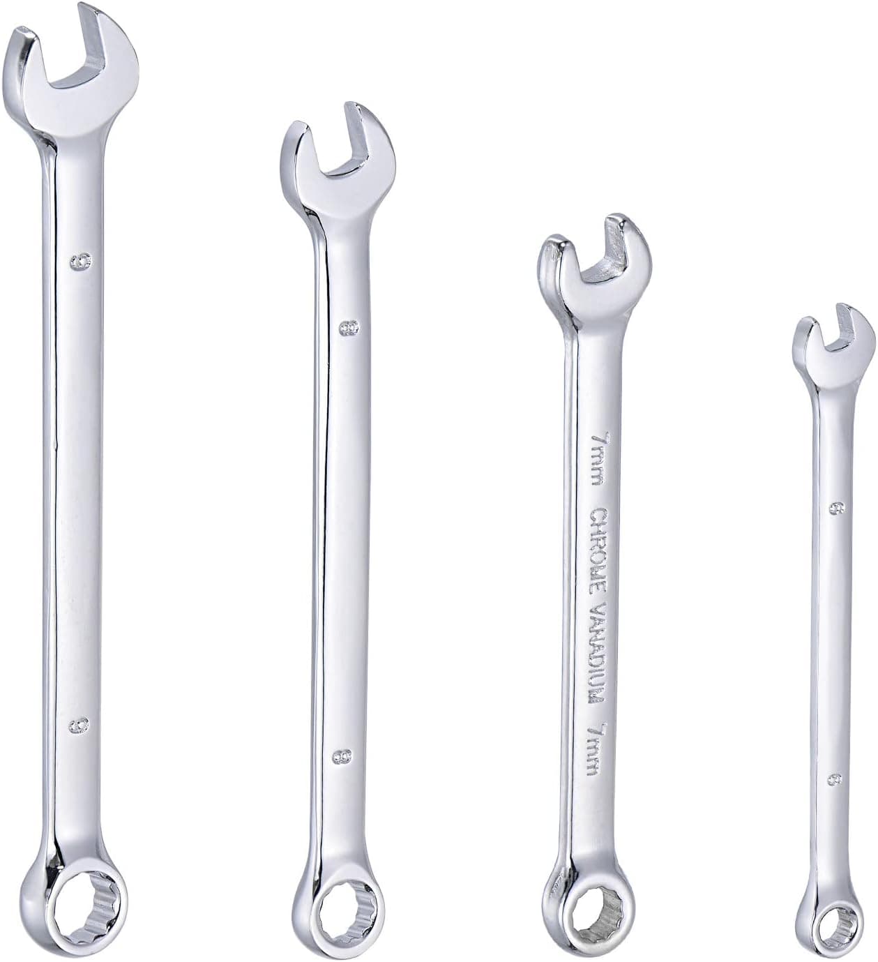 uxcell Combination Wrench Set, Metric 6-9mm Open End and Box End, CR-V Steel with Rolling Pouch, 4-Piece