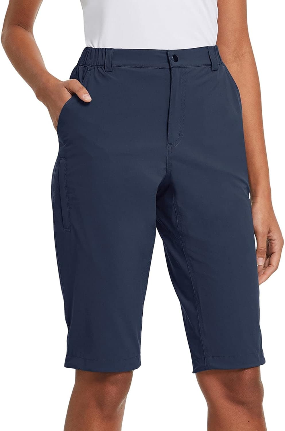 BALEAF Women's Knee Length Long Shorts for Summer Hiking Golf Camping Stretch Lightweight Nylon Quick Dry