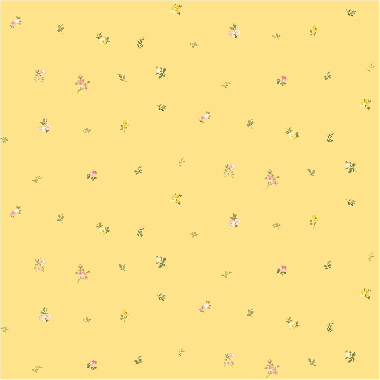 York Wallcoverings SM8572 Small Treasures Petite Flower and Leaf Spot Prepasted Wallpaper, Yellow/Sage/Pinks/White