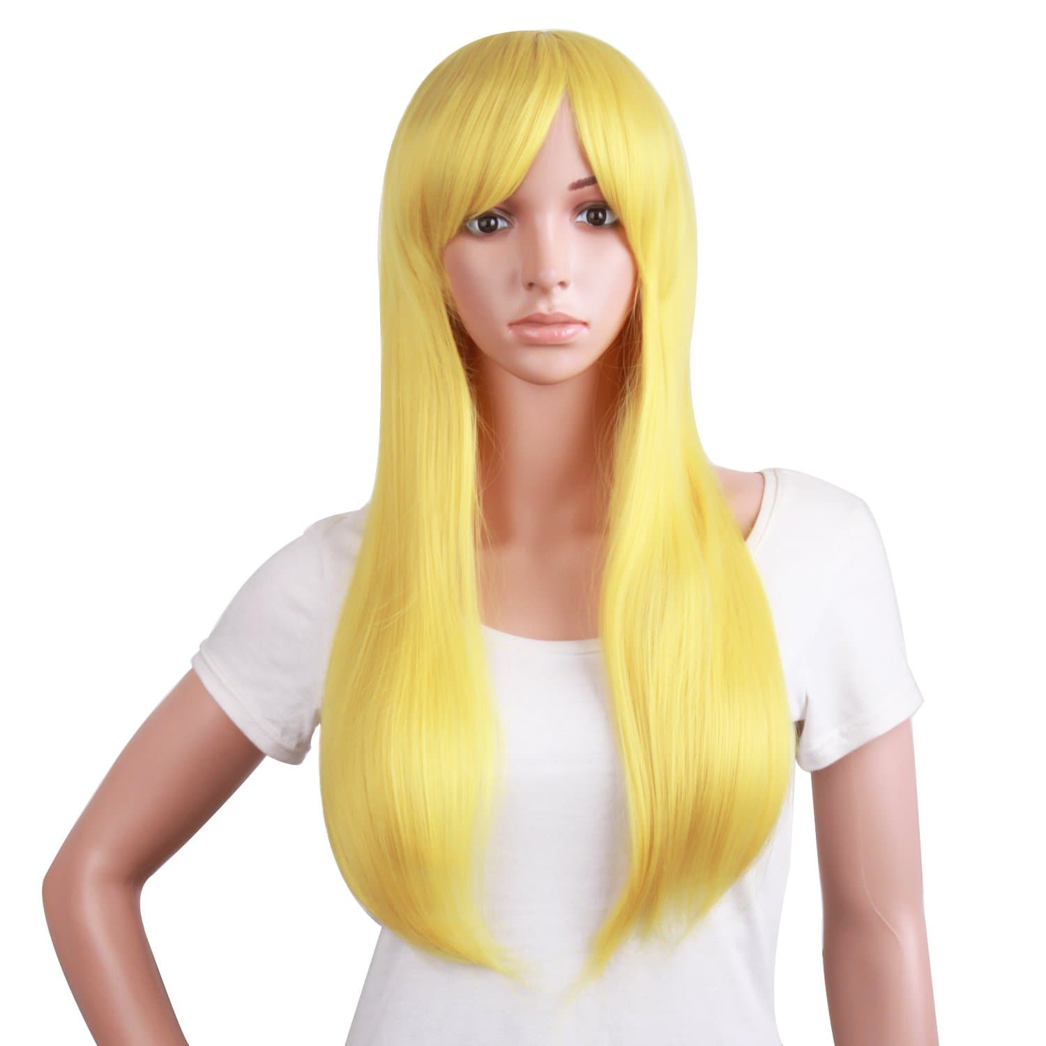 MapofBeauty 24" 60cm Anime Costume Long Straight Cosplay Wig Party Wig(Yellow)